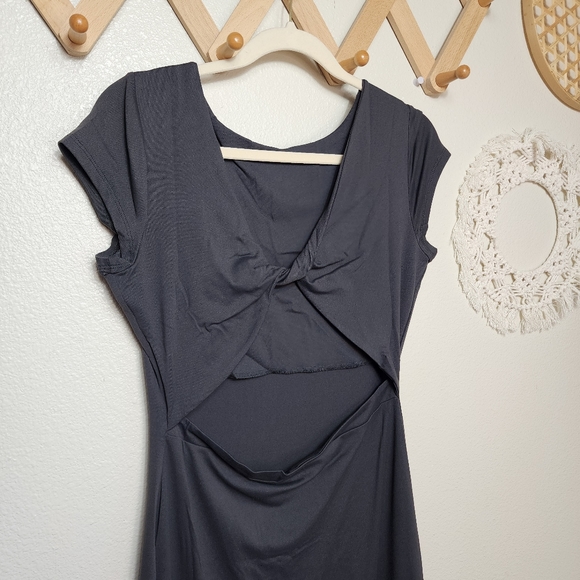 Susana Monaco Twist Back Dress In Smoke NWT Size L - Picture 6 of 8